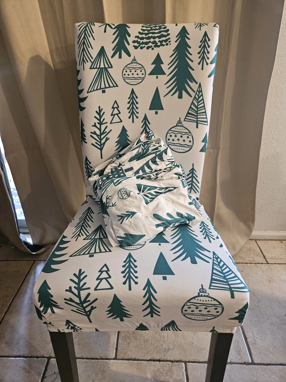 Holiday Pine Tree Chair Cover in Teal - Set Of 6